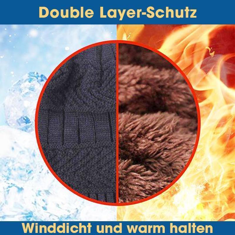 Warme Strickmütze mit Schal ( Erwachsene und Kinder )