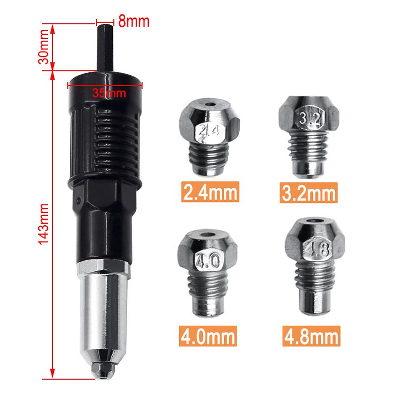 【🔥50% RABATT 🔥】Professionelles Nietpistolen-Adapter-Kit 🛠Mit 4 Stk. Verschiedene Düsenschrauben