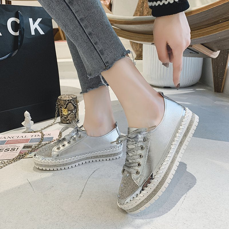 SNEAKERS AUS DIAMOND SILVER LEDER